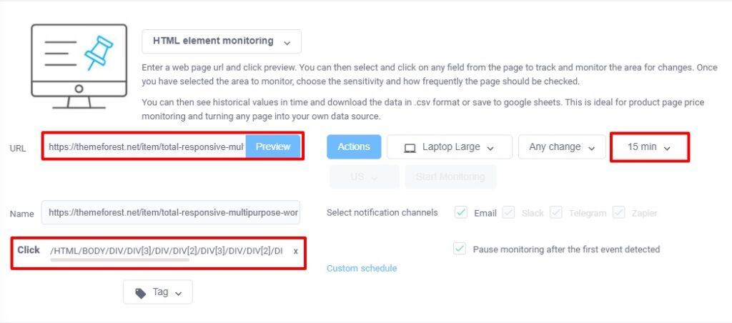 html element monitoring