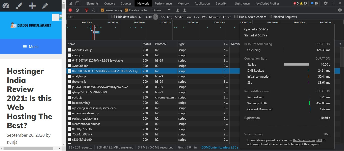 network waterfall detailed