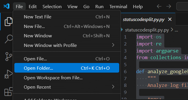 vs open folder