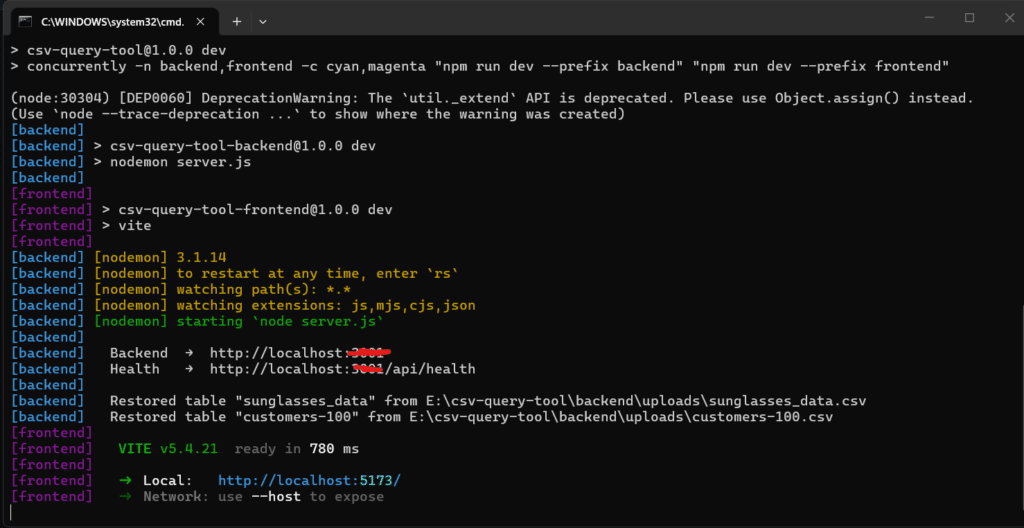 starting sql app